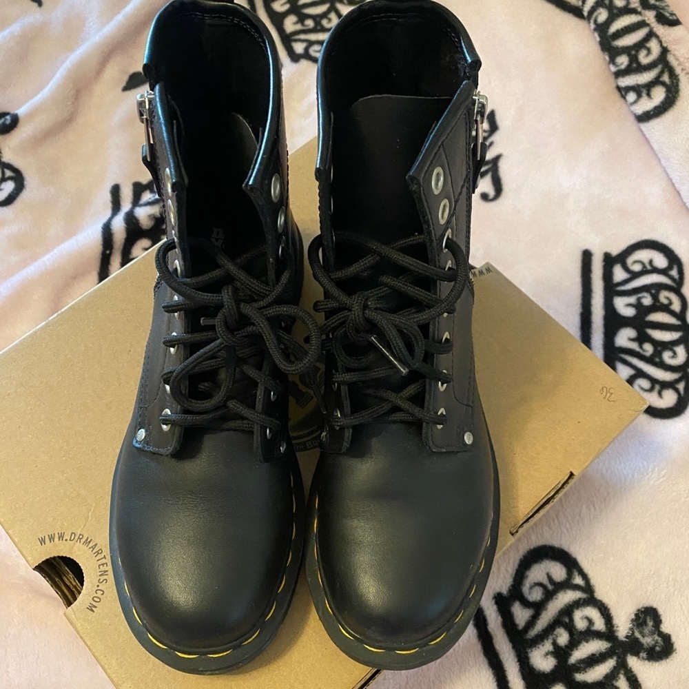 Dr.Martens 1460 Twin zip leather lace up boots size 6 - Picture 3 of 14